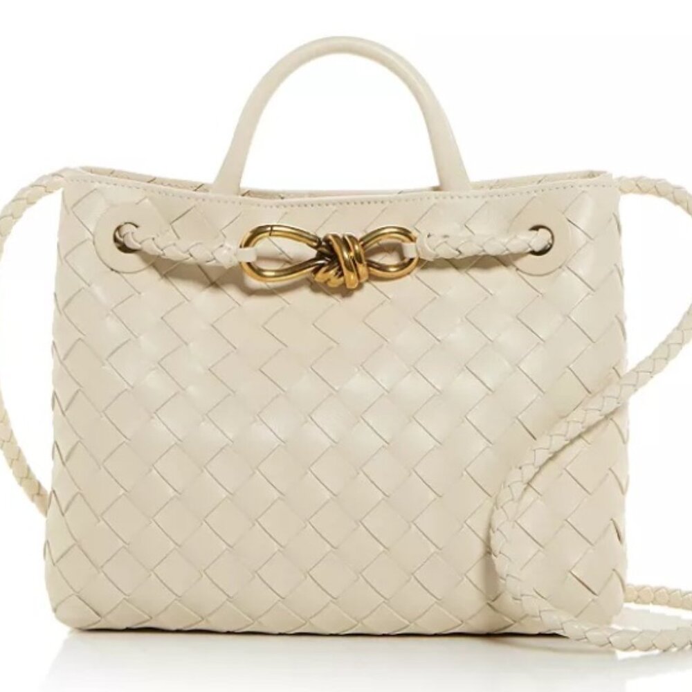 New Bottega Veneta White Small Andiamo Bag